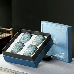 4-Piece Ceramic Cup Set with Gift Box for a Sophisticated Tea Experience