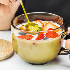 Amber-colored, Heat-Resistant Glass Breakfast Mugs