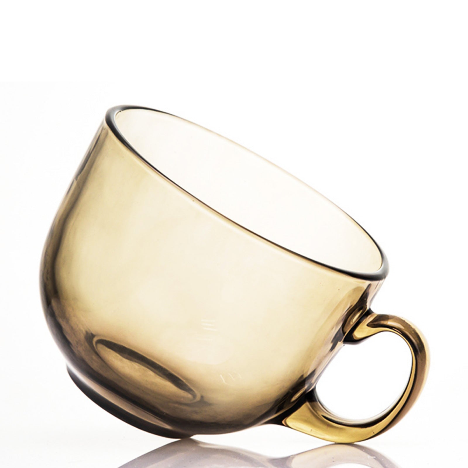 Amber-colored, Heat-Resistant Glass Breakfast Mugs