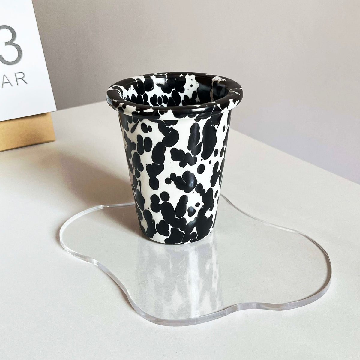 Artistic Ink-Spatter Ceramic Coffee Cups