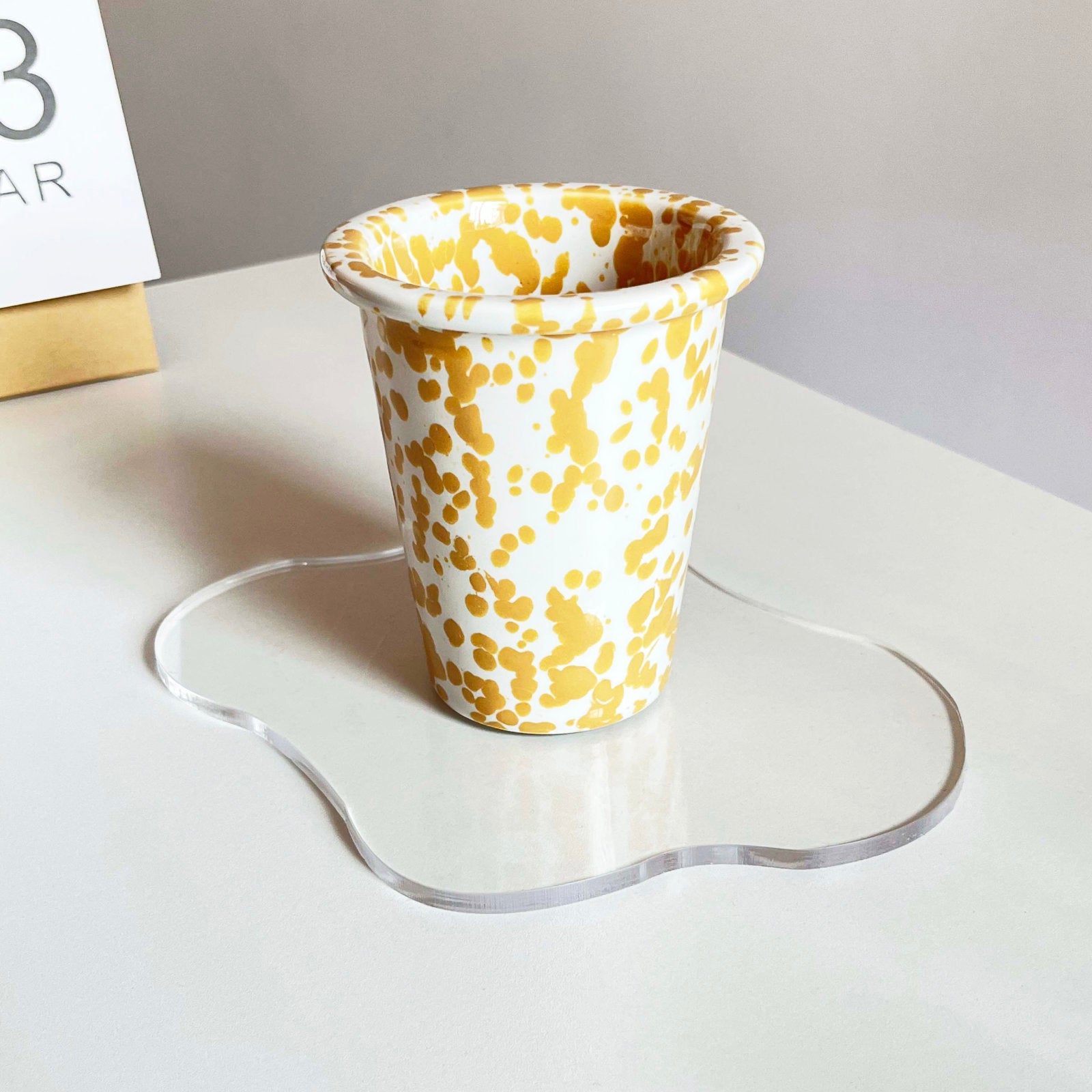 Artistic Ink-Spatter Ceramic Coffee Cups