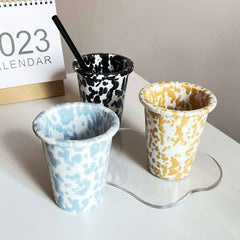 Artistic Ink-Spatter Ceramic Coffee Cups