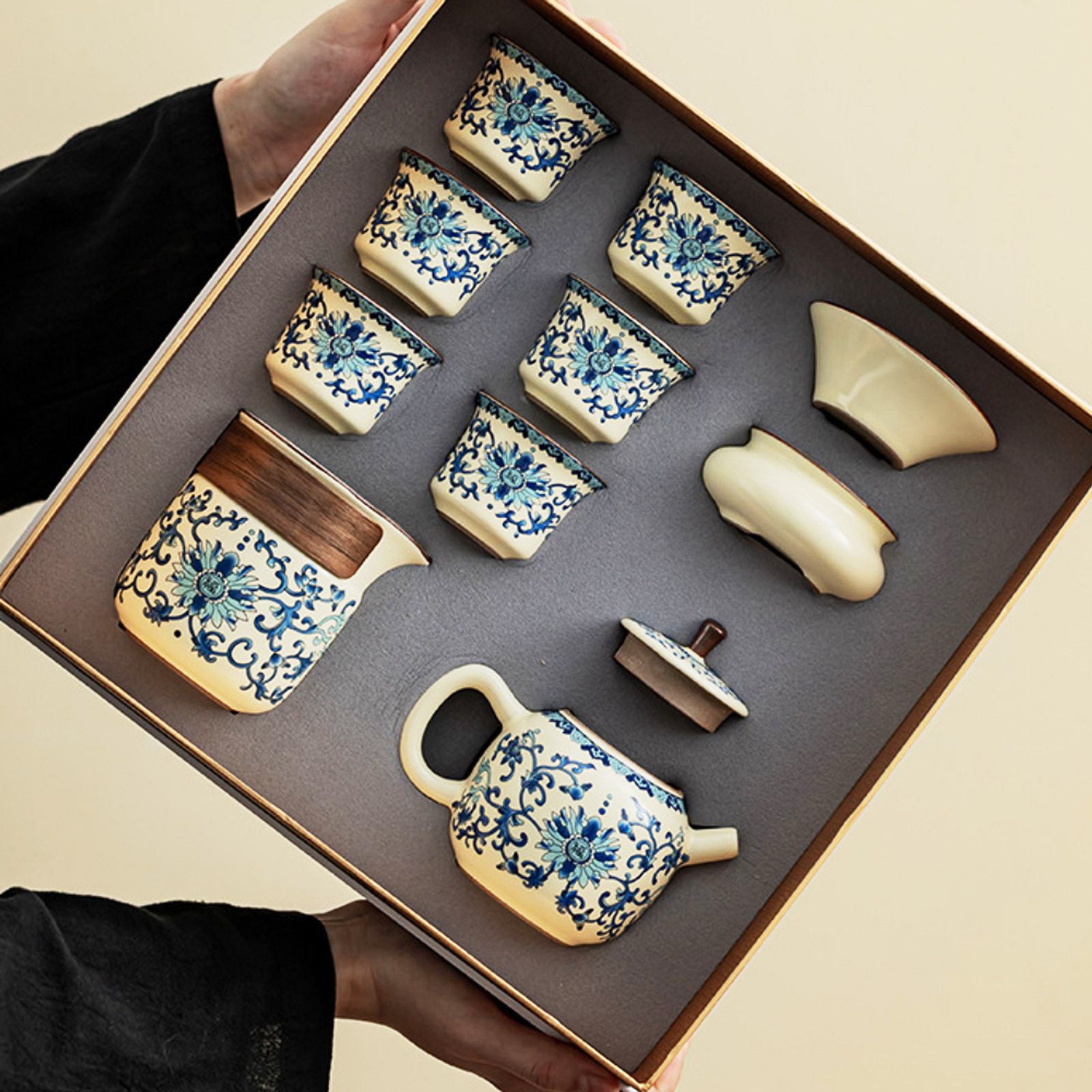 Indulge in Classic Sophistication with Our Blue and White Tea Ensemble, A True Masterpiece