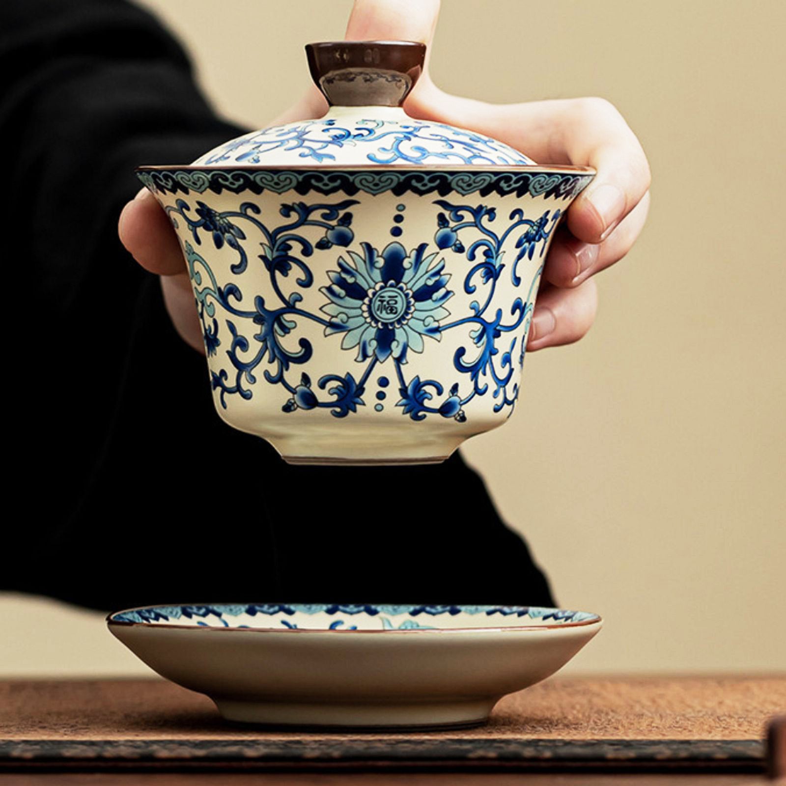 Indulge in Classic Sophistication with Our Blue and White Tea Ensemble, A True Masterpiece