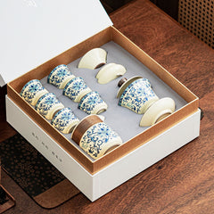 Indulge in Classic Sophistication with Our Blue and White Tea Ensemble, A True Masterpiece