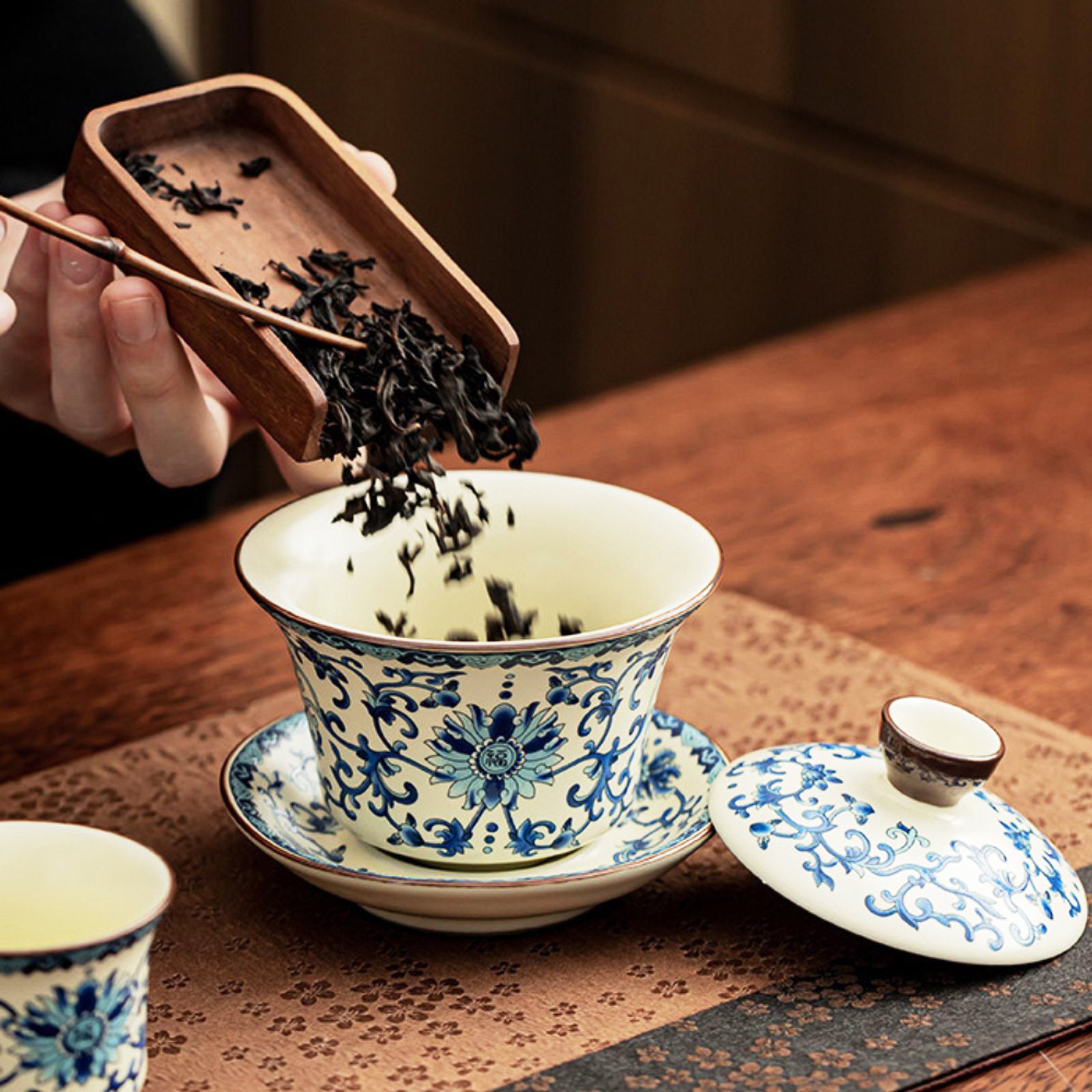 Indulge in Classic Sophistication with Our Blue and White Tea Ensemble, A True Masterpiece