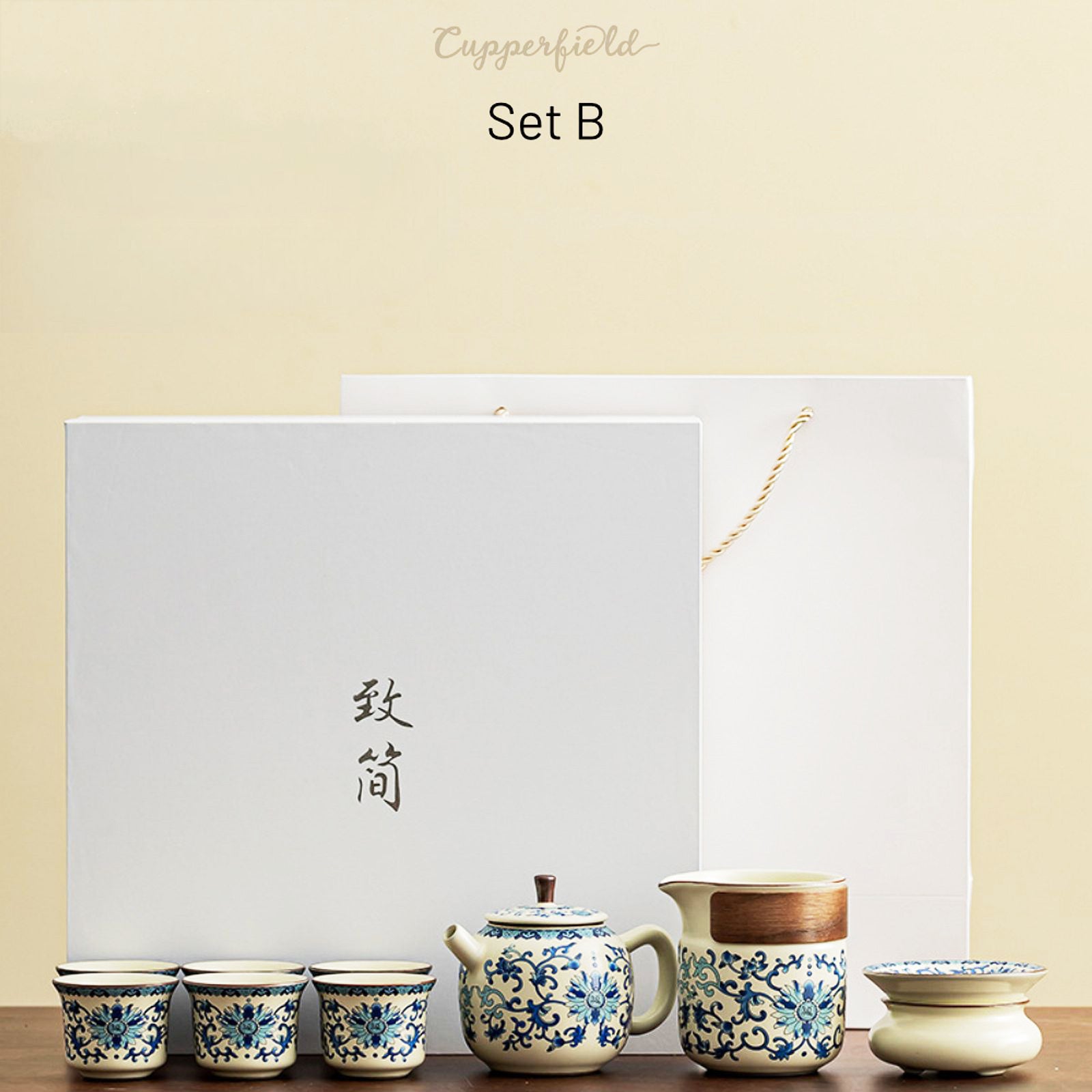 Indulge in Classic Sophistication with Our Blue and White Tea Ensemble, A True Masterpiece