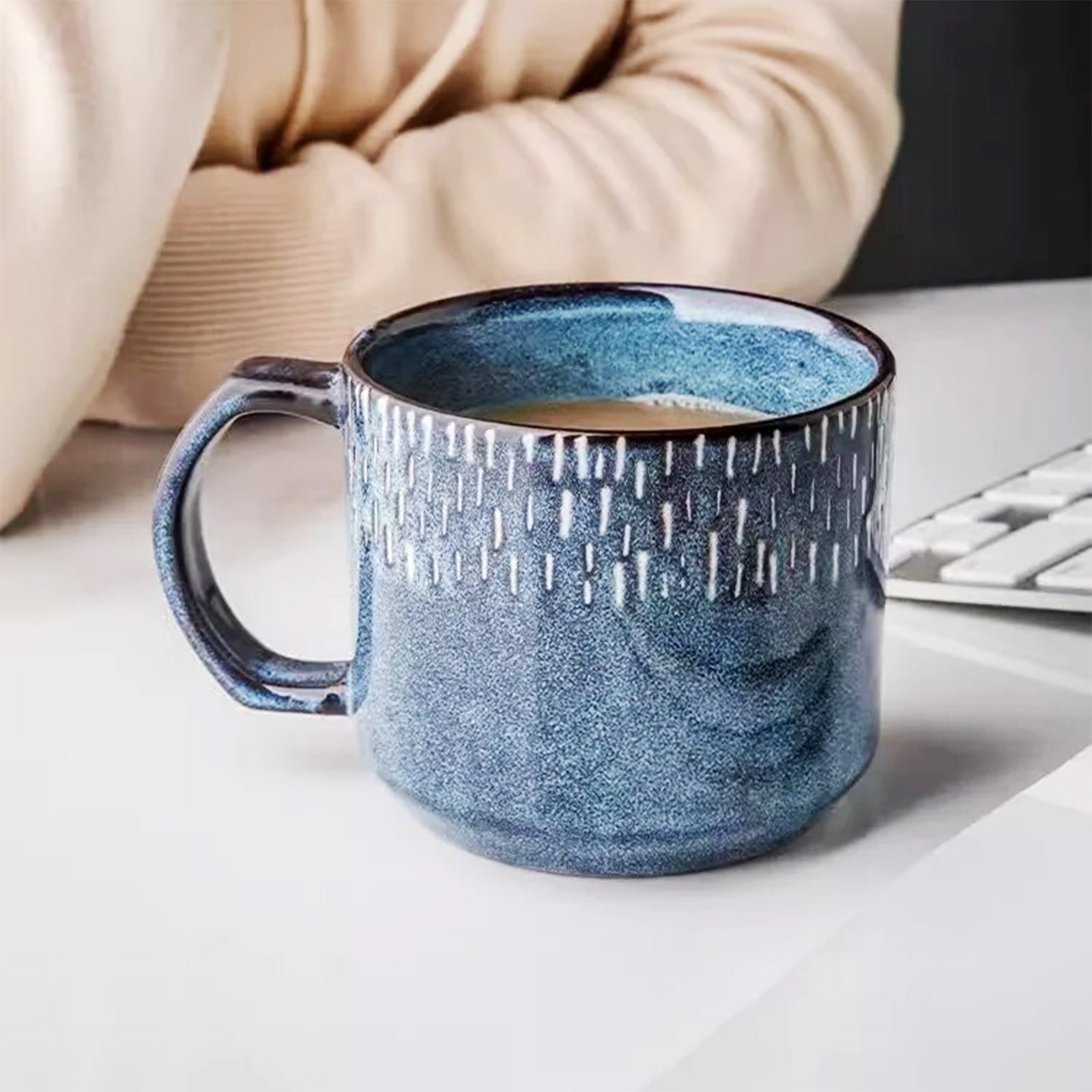 Charming Oversized Mugs with Cloudy Blue Elegance