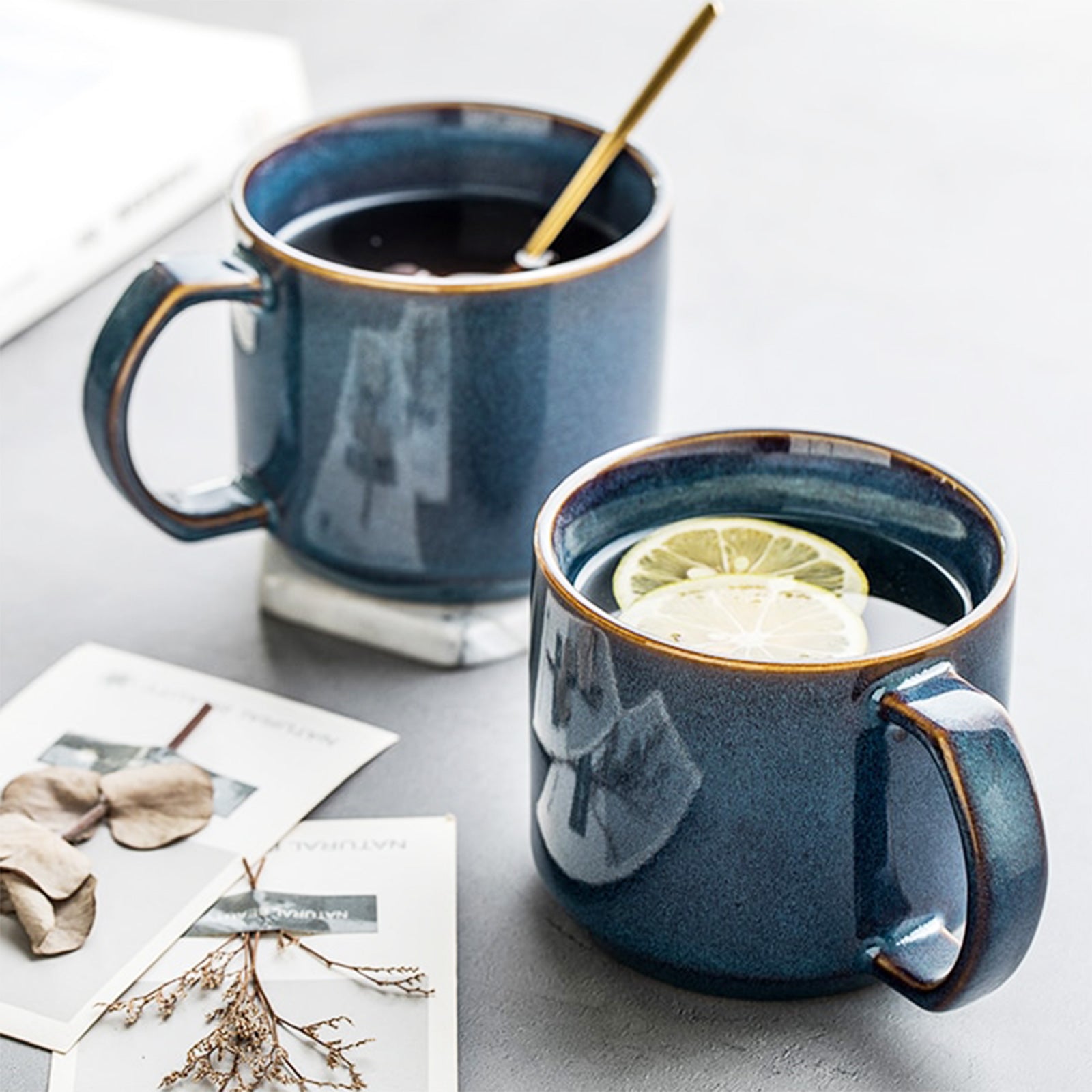 Charming Oversized Mugs with Cloudy Blue Elegance