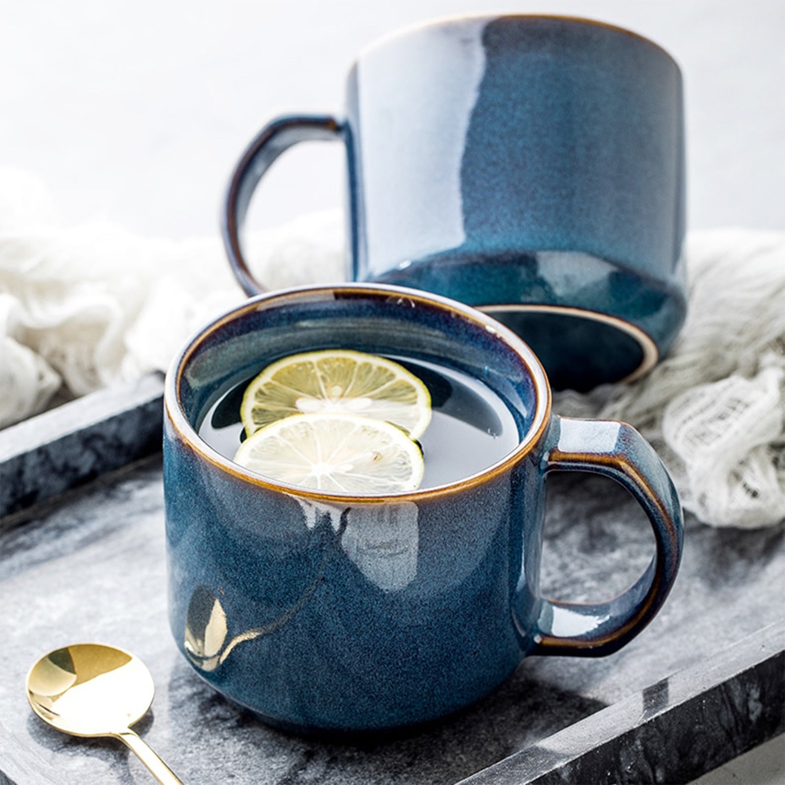 Charming Oversized Mugs with Cloudy Blue Elegance