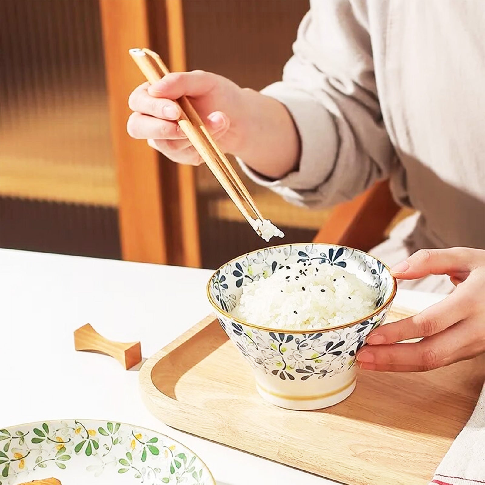 Charming Retro Bowls with Dish and Floral Designs in Four Vibrant Colors