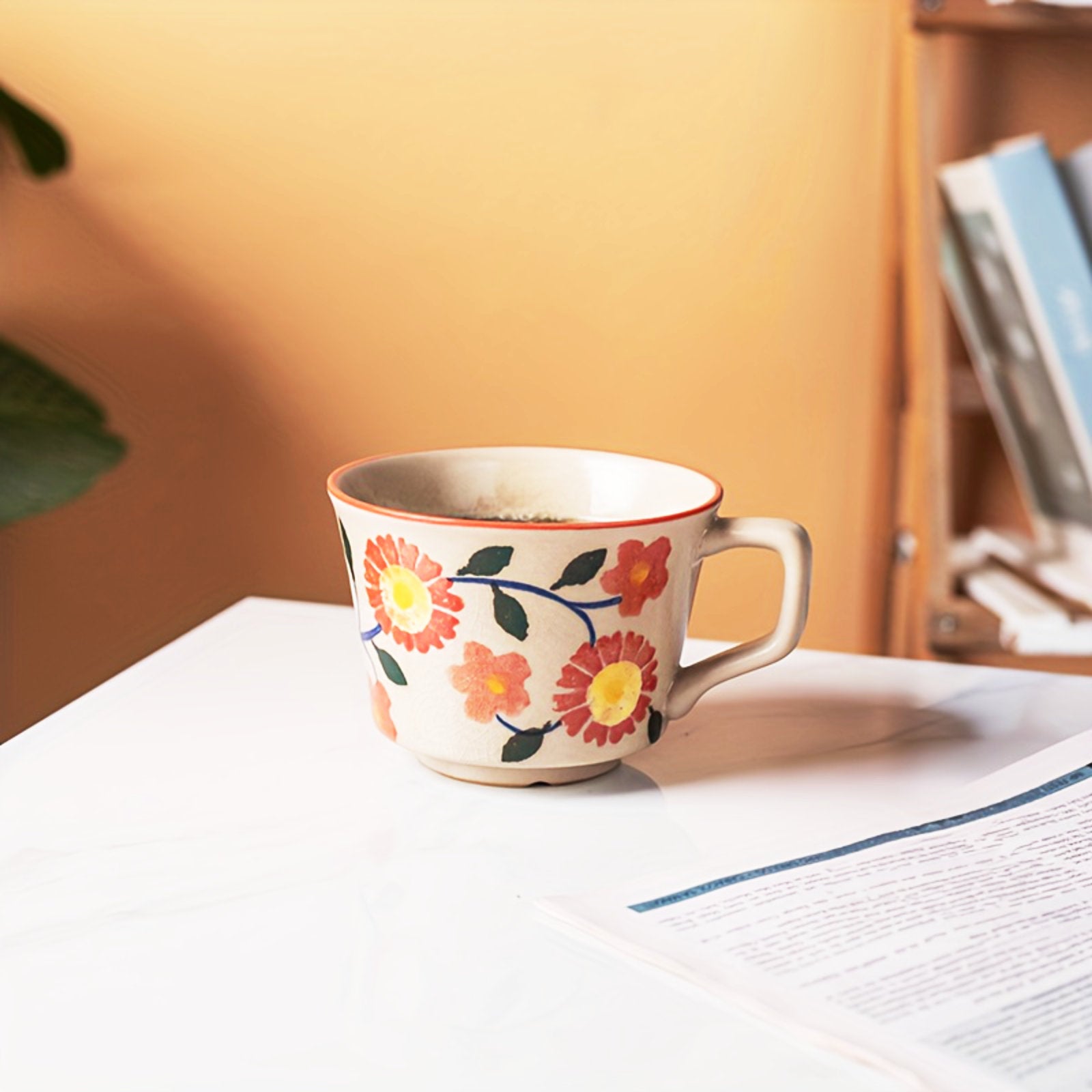 Charming Flower-Decorated Mug Set - Perfect Coffee Companions