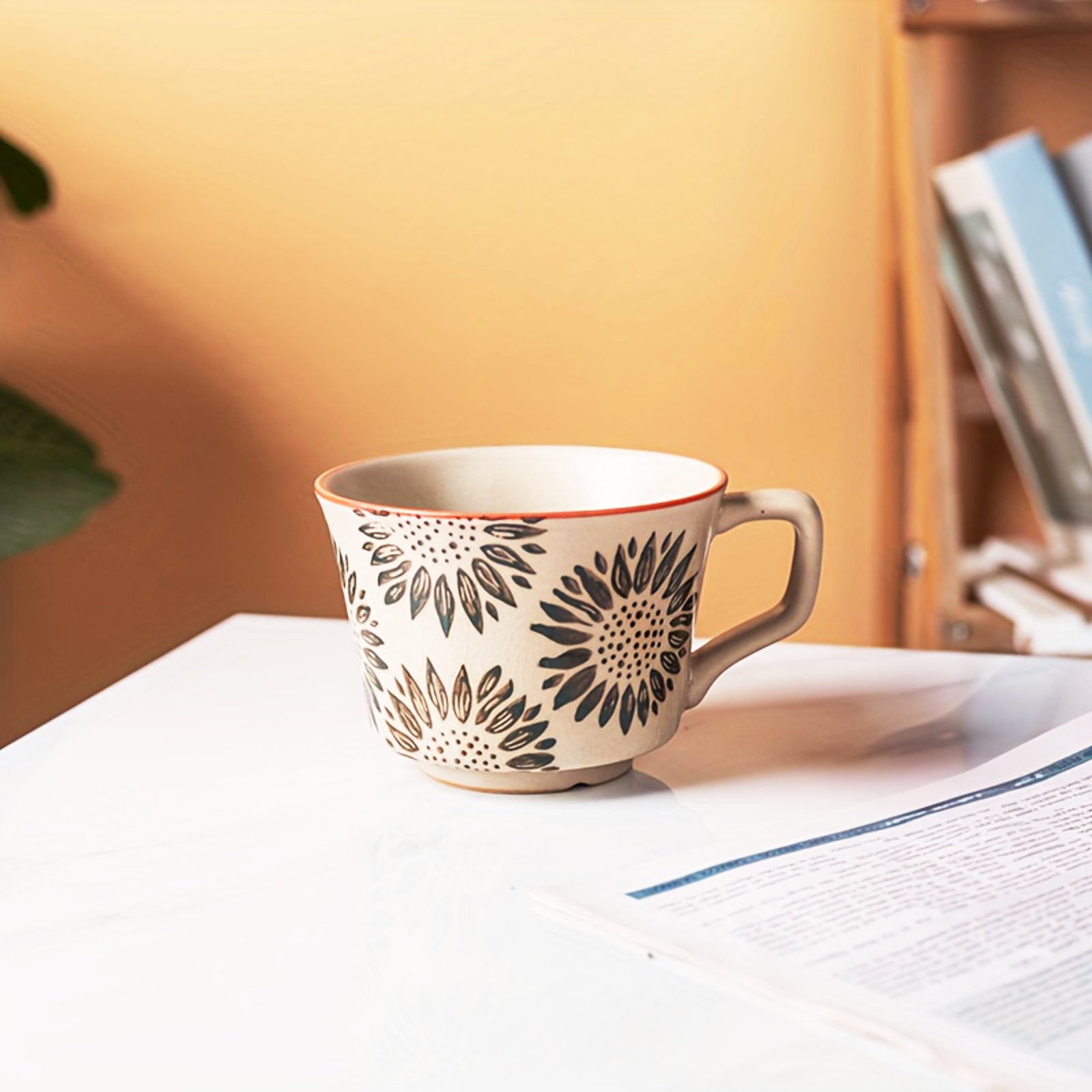 Charming Flower-Decorated Mug Set - Perfect Coffee Companions