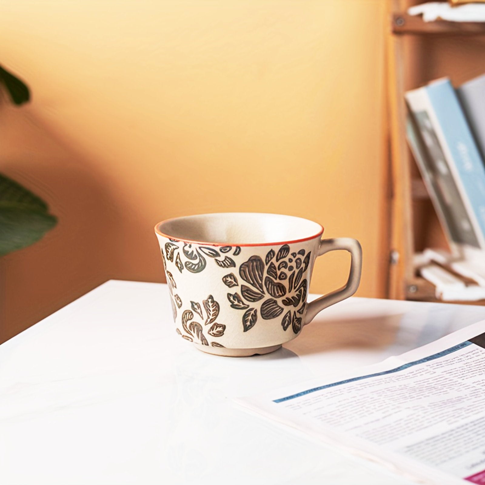 Charming Flower-Decorated Mug Set - Perfect Coffee Companions