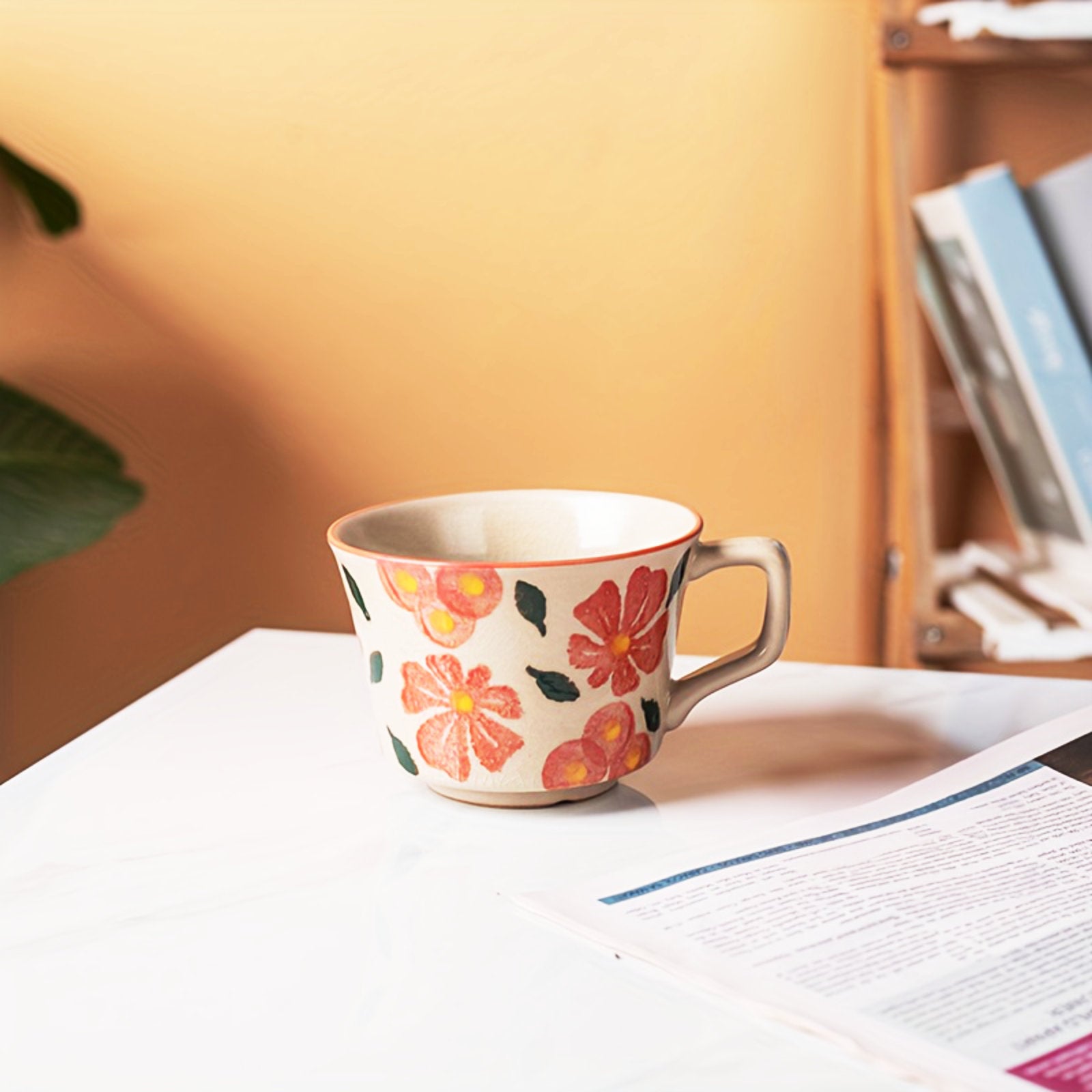 Charming Flower-Decorated Mug Set - Perfect Coffee Companions