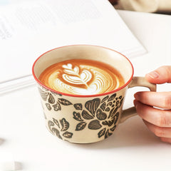 Charming Flower-Decorated Mug Set - Perfect Coffee Companions
