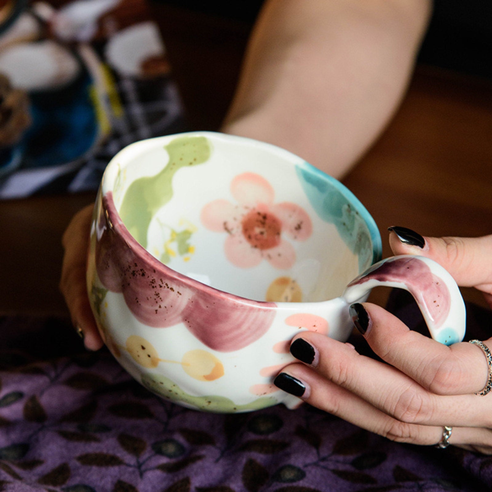 Charming Nordic Pastel Flowers Ceramic Mug