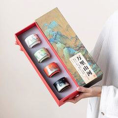 Chic 4-Part Tea Set: Boxed Brilliance with Mountain Magic