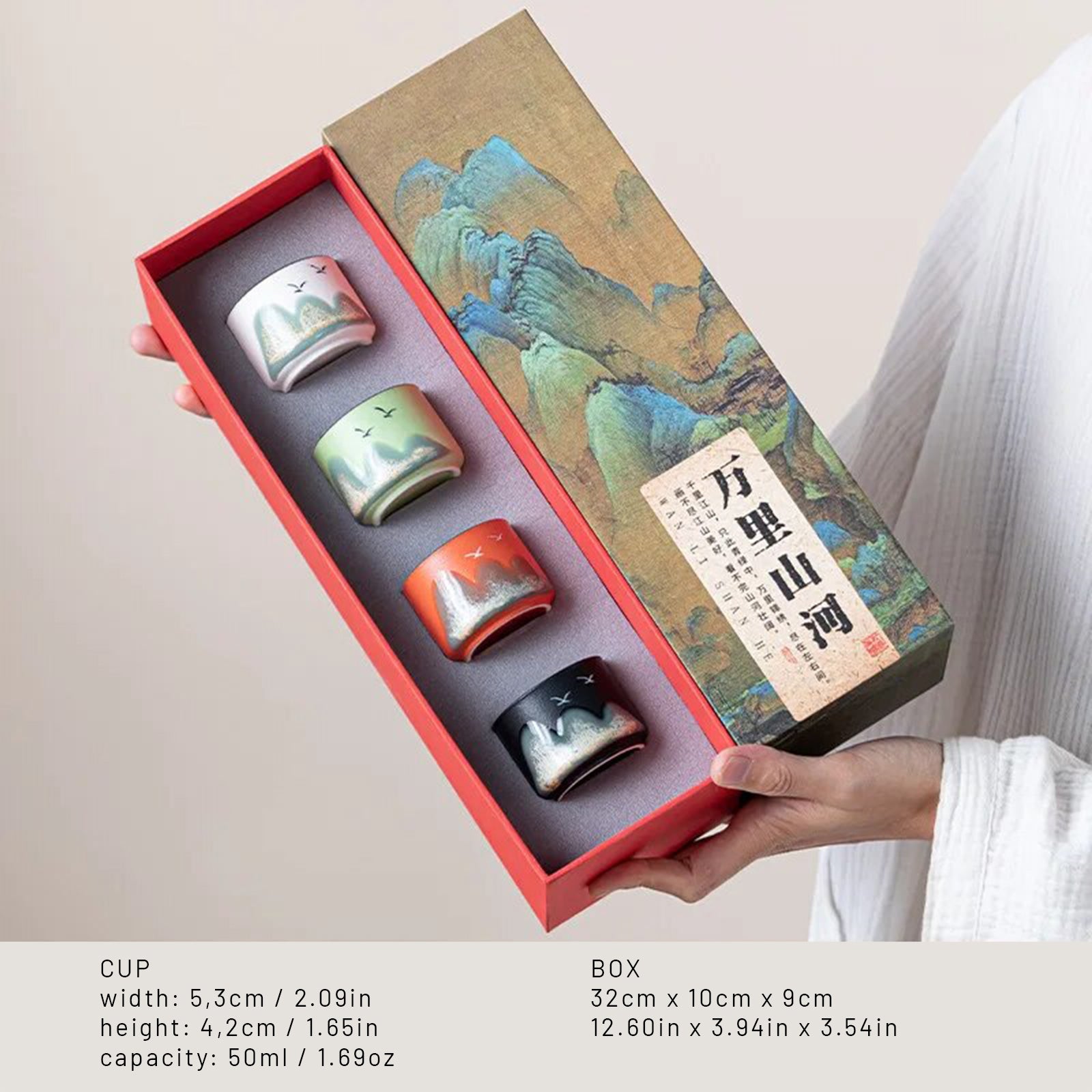 Chic 4-Part Tea Set: Boxed Brilliance with Mountain Magic