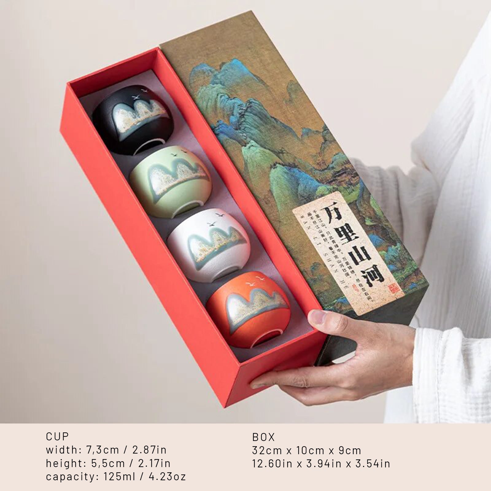 Chic 4-Part Tea Set: Boxed Brilliance with Mountain Magic