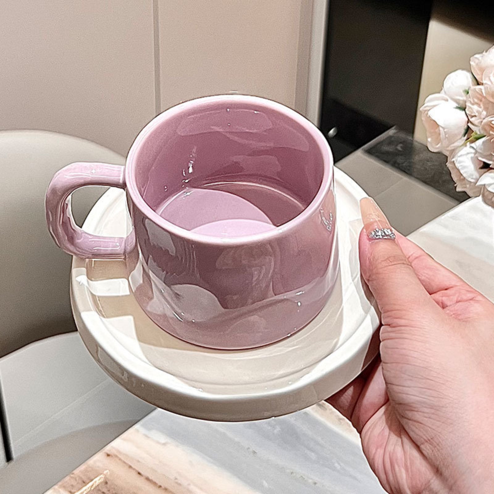 Chic Porcelain Coffee Cups With Silver Finish