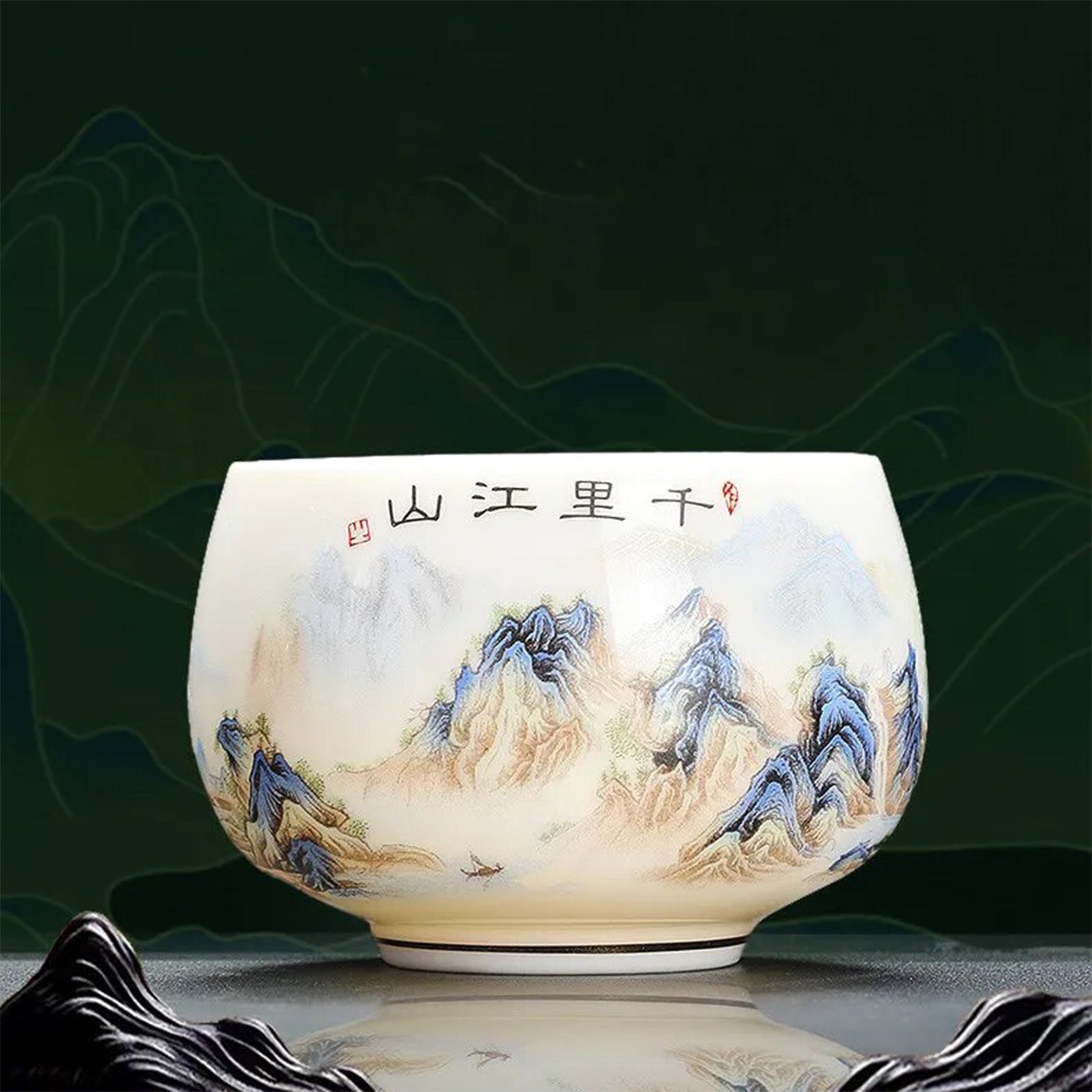 Classic Chinese Porcelain Teacups with Modern Prints