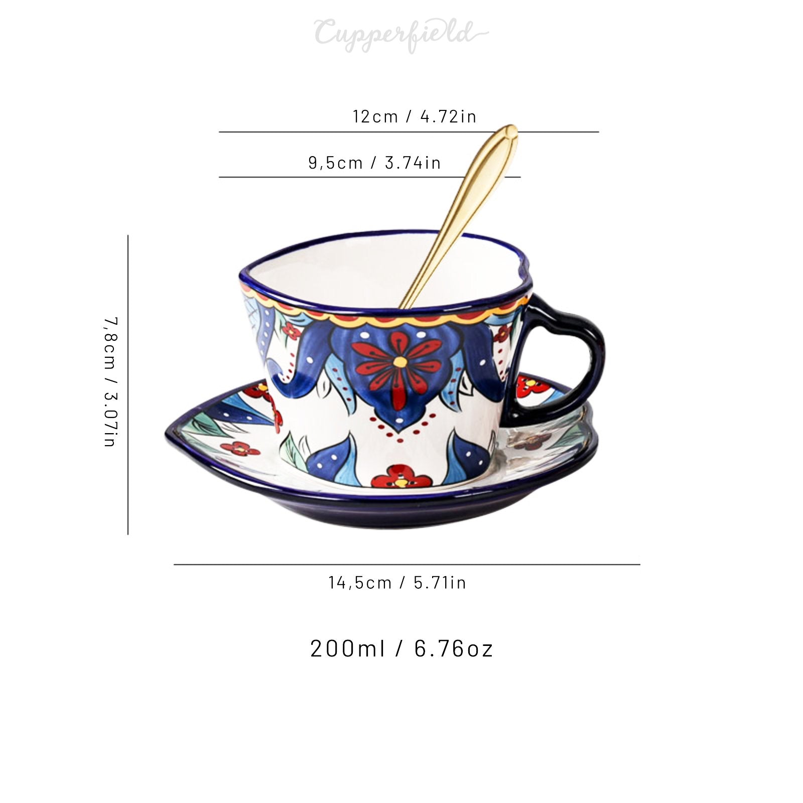 Colorful Ceramic Coffee Cup and Saucer Set with Scandinavian Vibes (200ml)