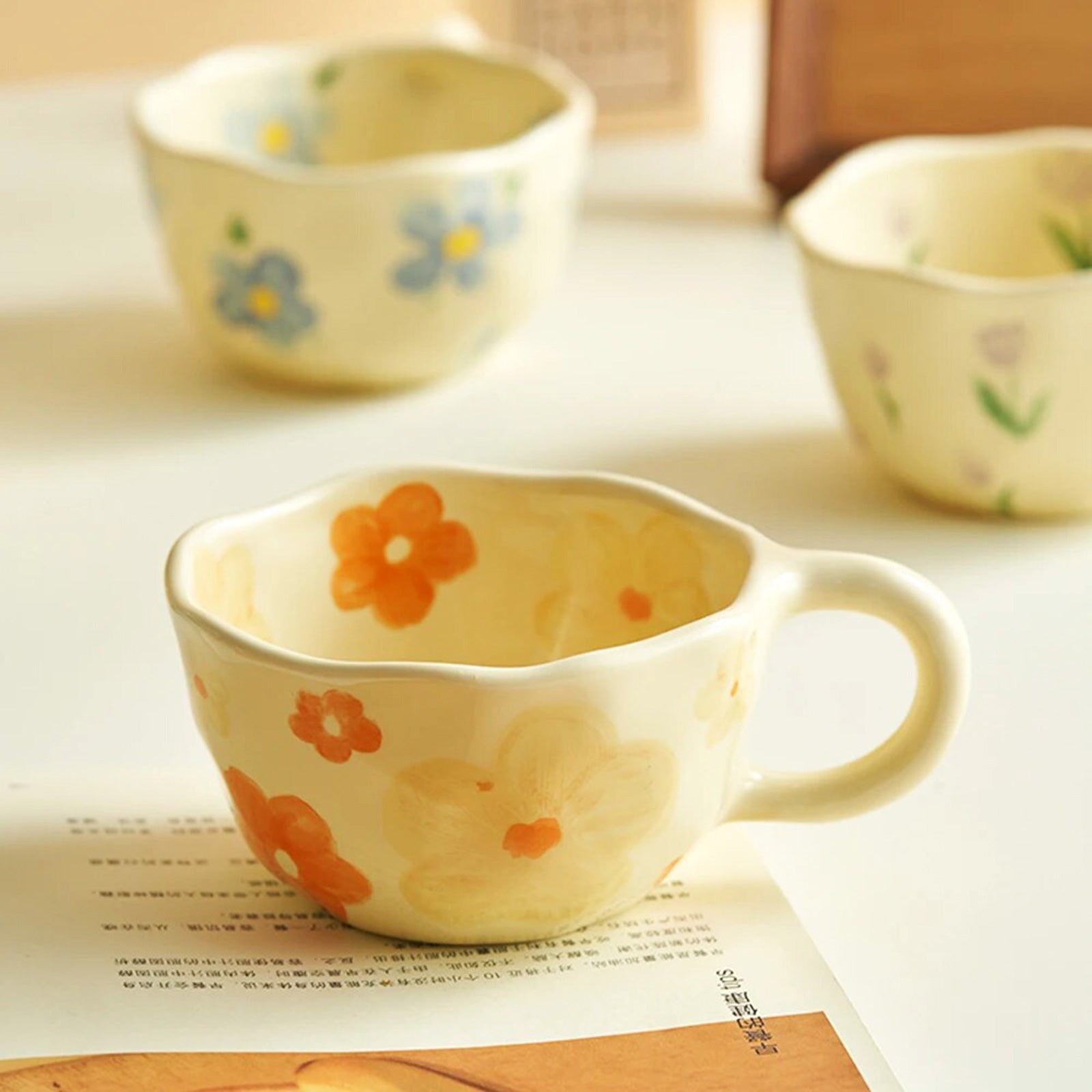 Cozy Retro Mugs with Unique Flower Design