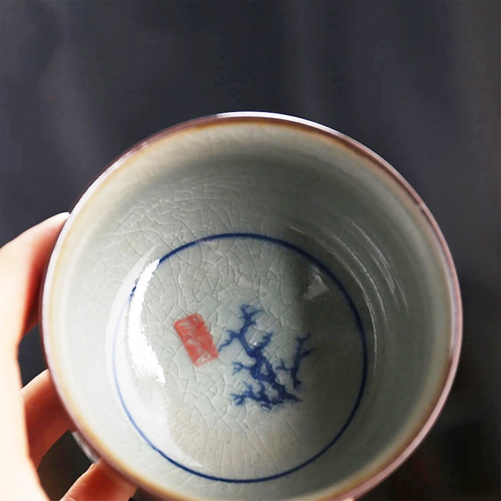 Craquelure Cups in a Palette of Ash Grey and Blue Colors