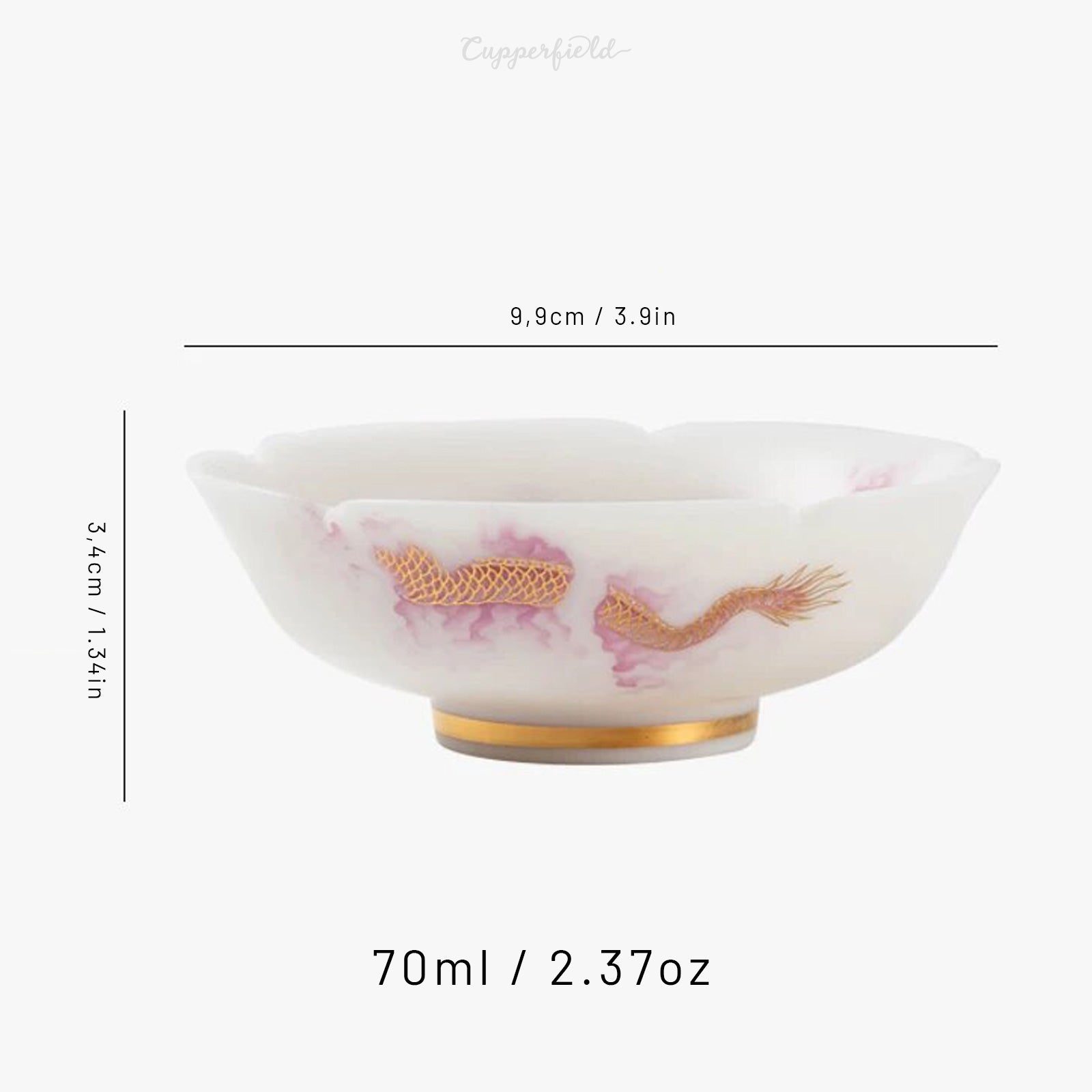 Deluxe Dragon and Phoenix Wide Tea Cups Made From Jade Porcelain