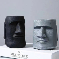 Charming Easter Island Head Plant Pot - Expressive Design in 2 Sizes and 2 Colors