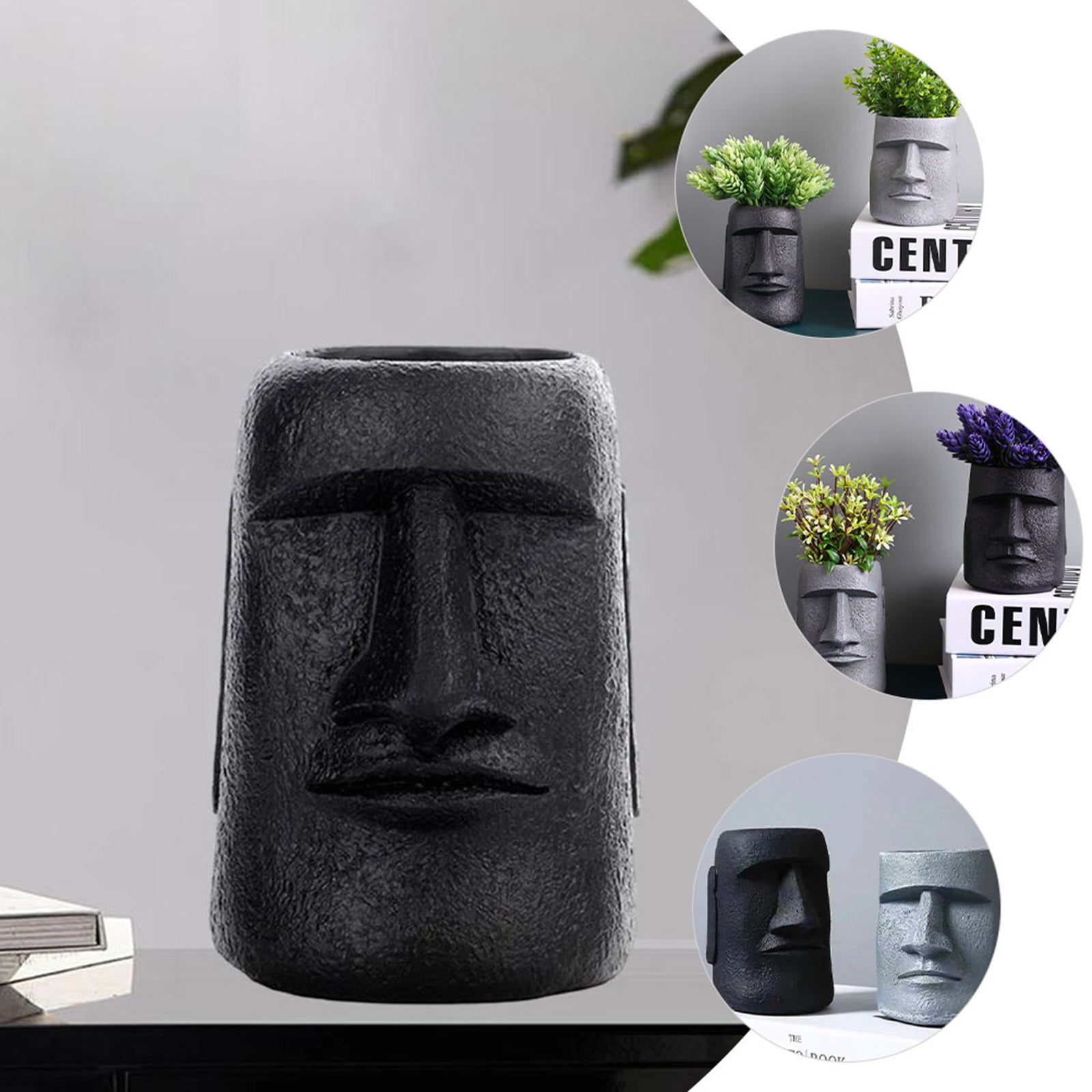 Charming Easter Island Head Plant Pot - Expressive Design in 2 Sizes and 2 Colors