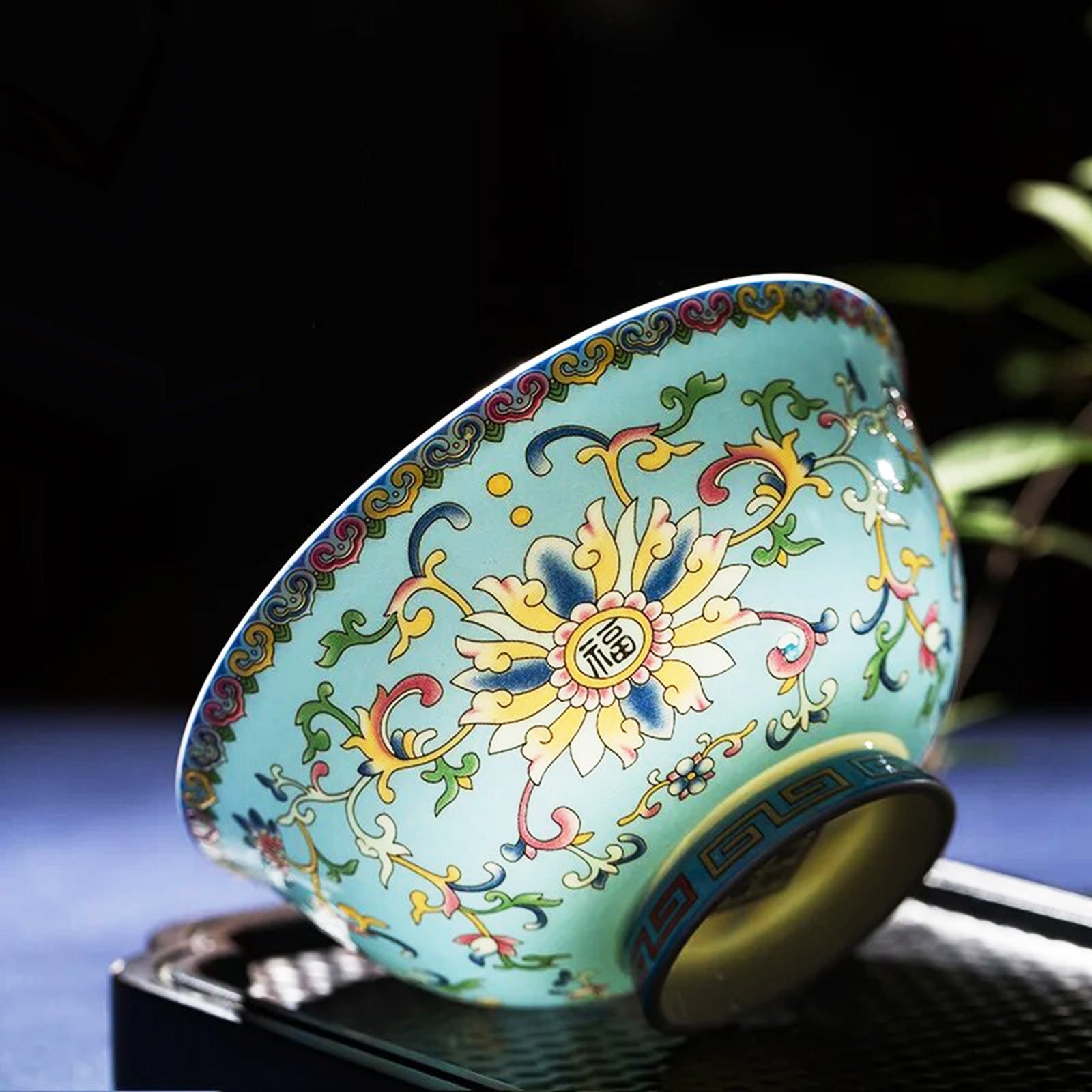 Elegant Bone China Bowls with Delicate Plant Motifs