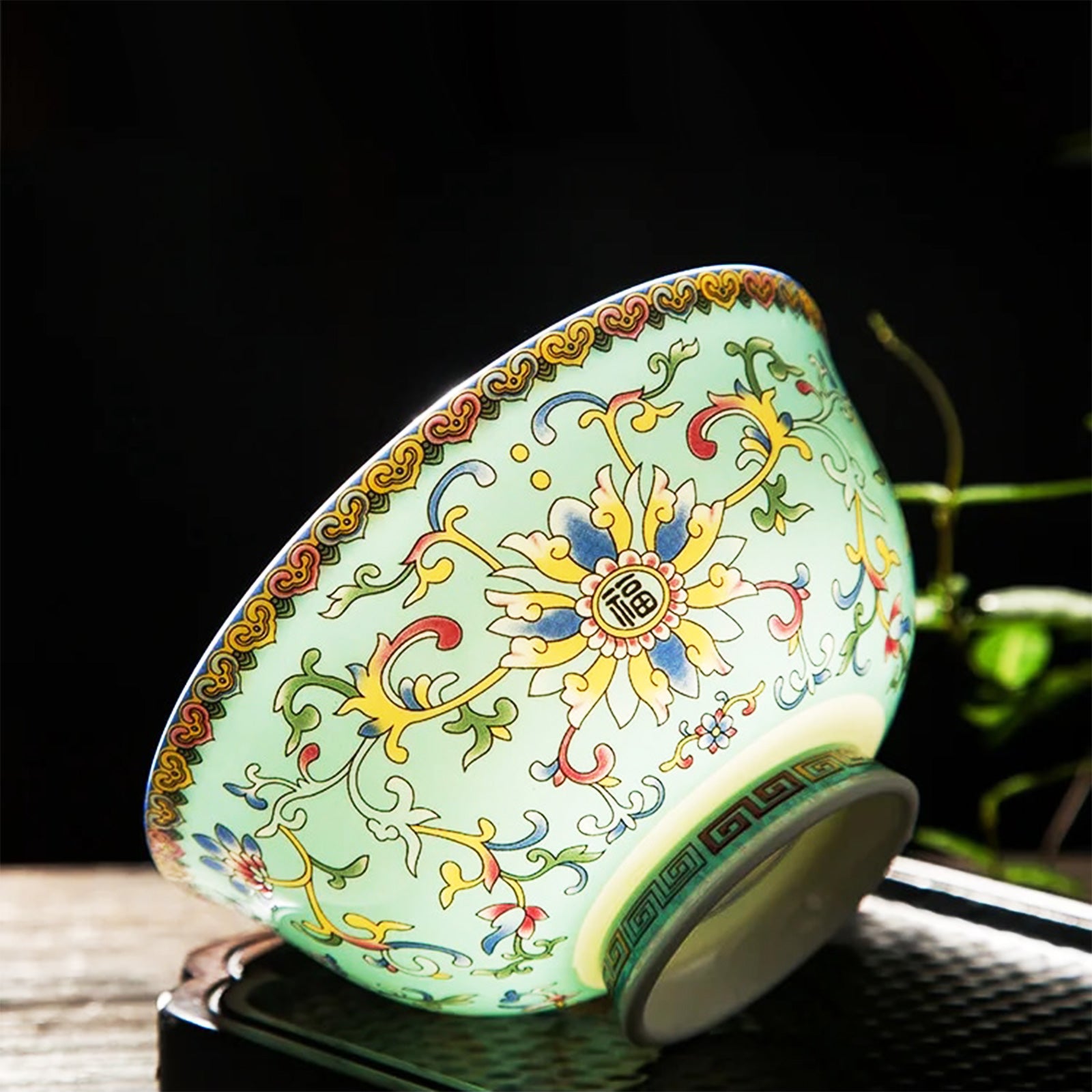 Elegant Bone China Bowls with Delicate Plant Motifs