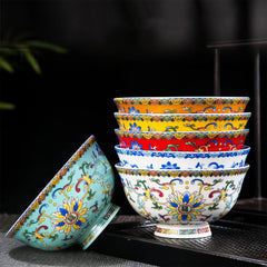 Elegant Bone China Bowls with Delicate Plant Motifs