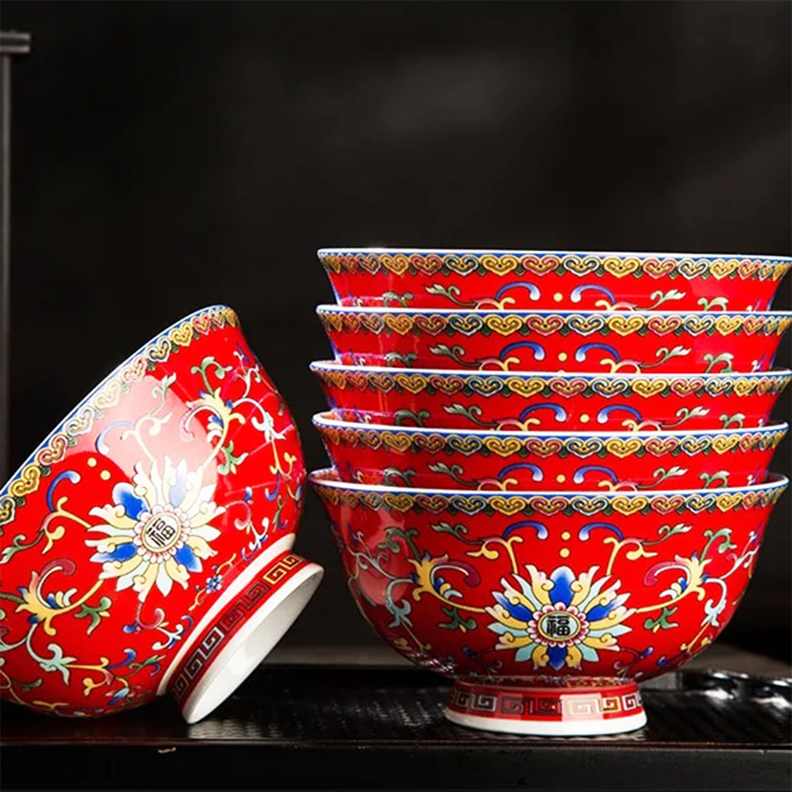 Elegant Bone China Bowls with Delicate Plant Motifs