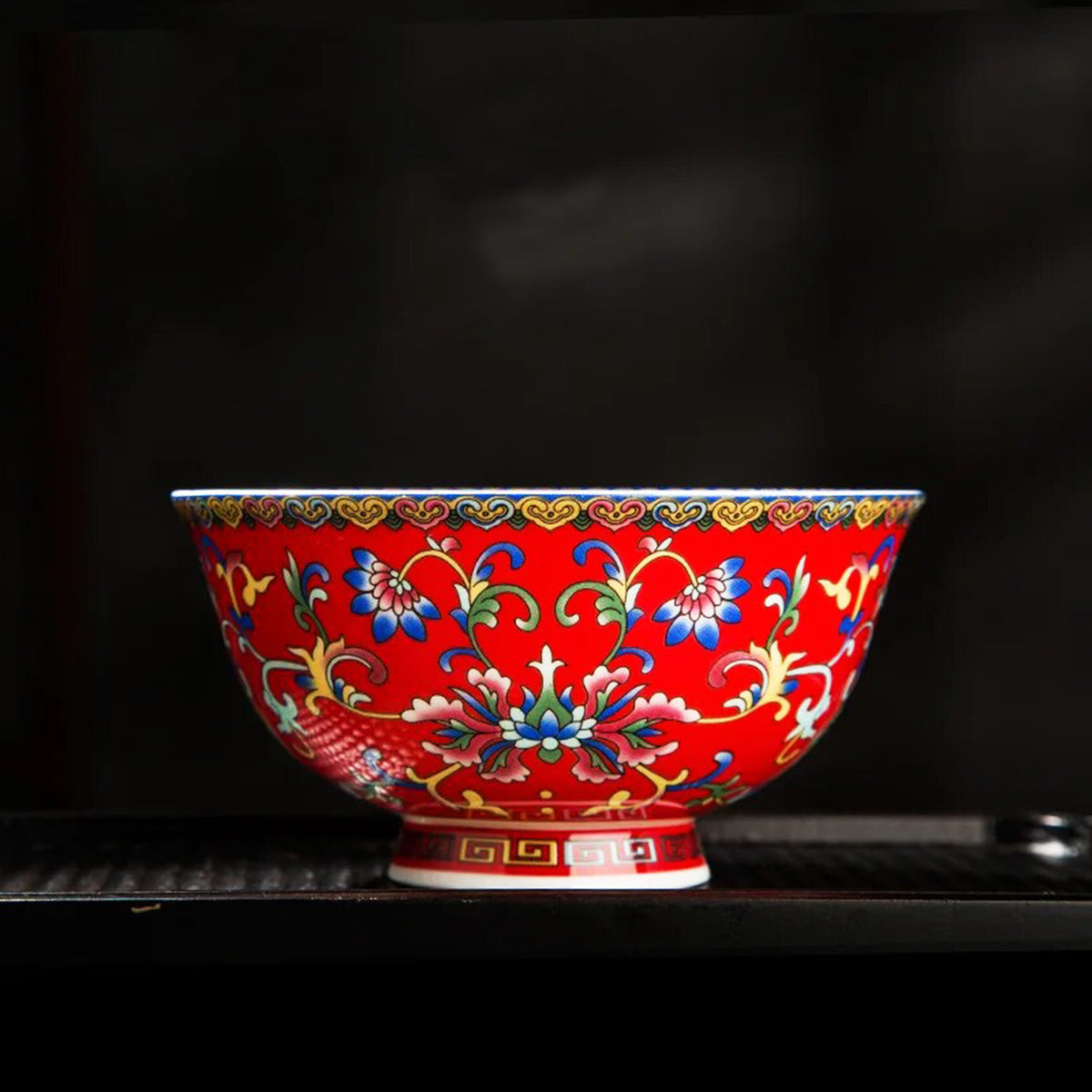 Elegant Bone China Bowls with Delicate Plant Motifs
