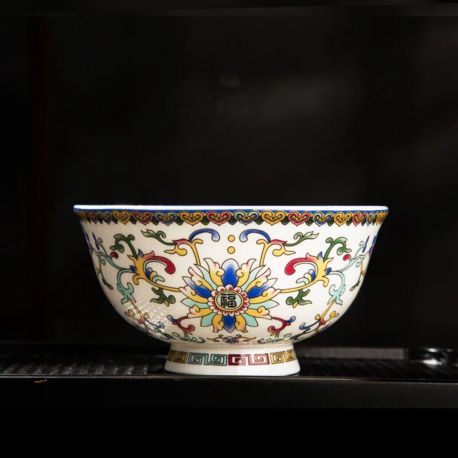 Elegant Bone China Bowls with Delicate Plant Motifs