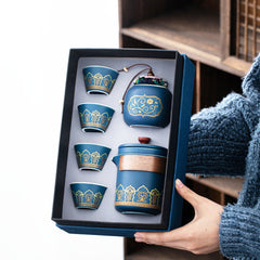 Elegant Chinese Tea Set with Middle-Eastern Motifs – A Fusion of Cultures