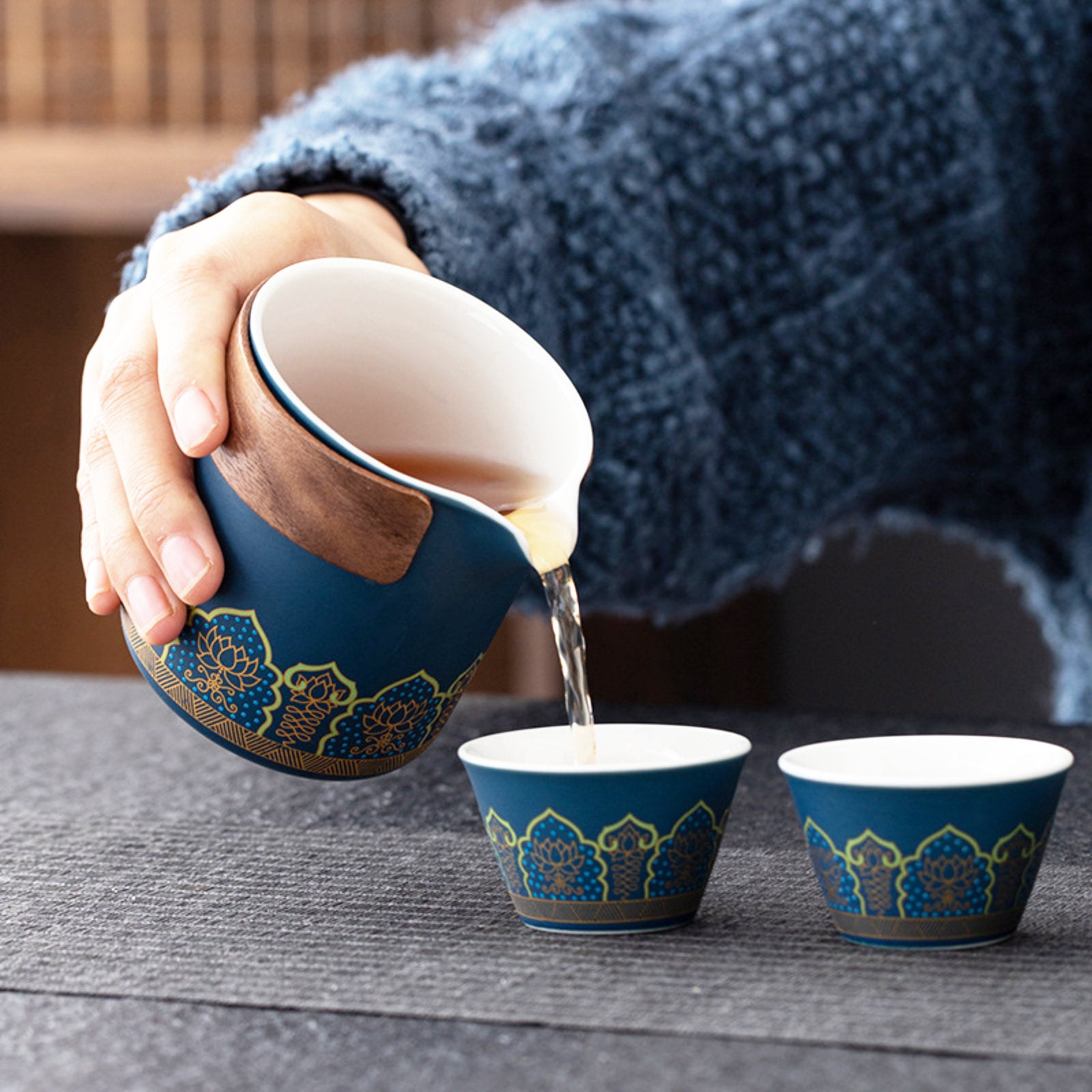 Elegant Chinese Tea Set with Middle-Eastern Motifs – A Fusion of Cultures