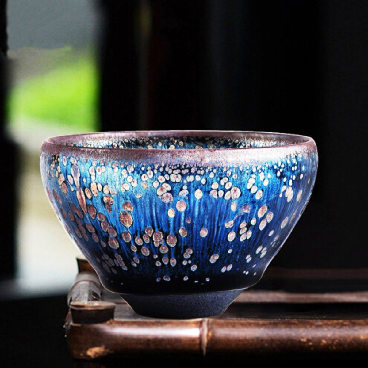 Ethereal Blue Tea Cup with Celestial Glaze