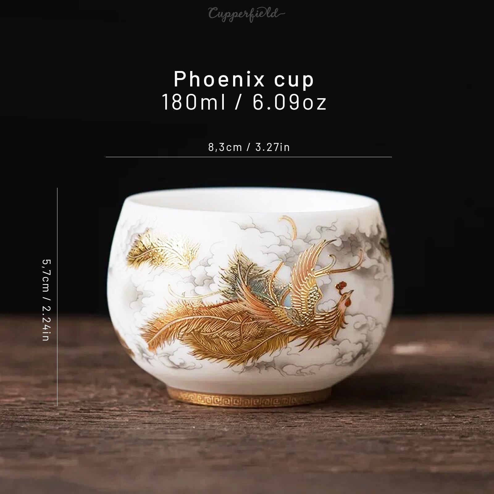 Exclusive Dragon and Phoenix Jade Porcelain Tea Cups