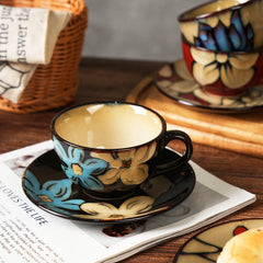 Exclusive Floral Ceramic Coffee Cups with Saucer for a Luxurious Experience