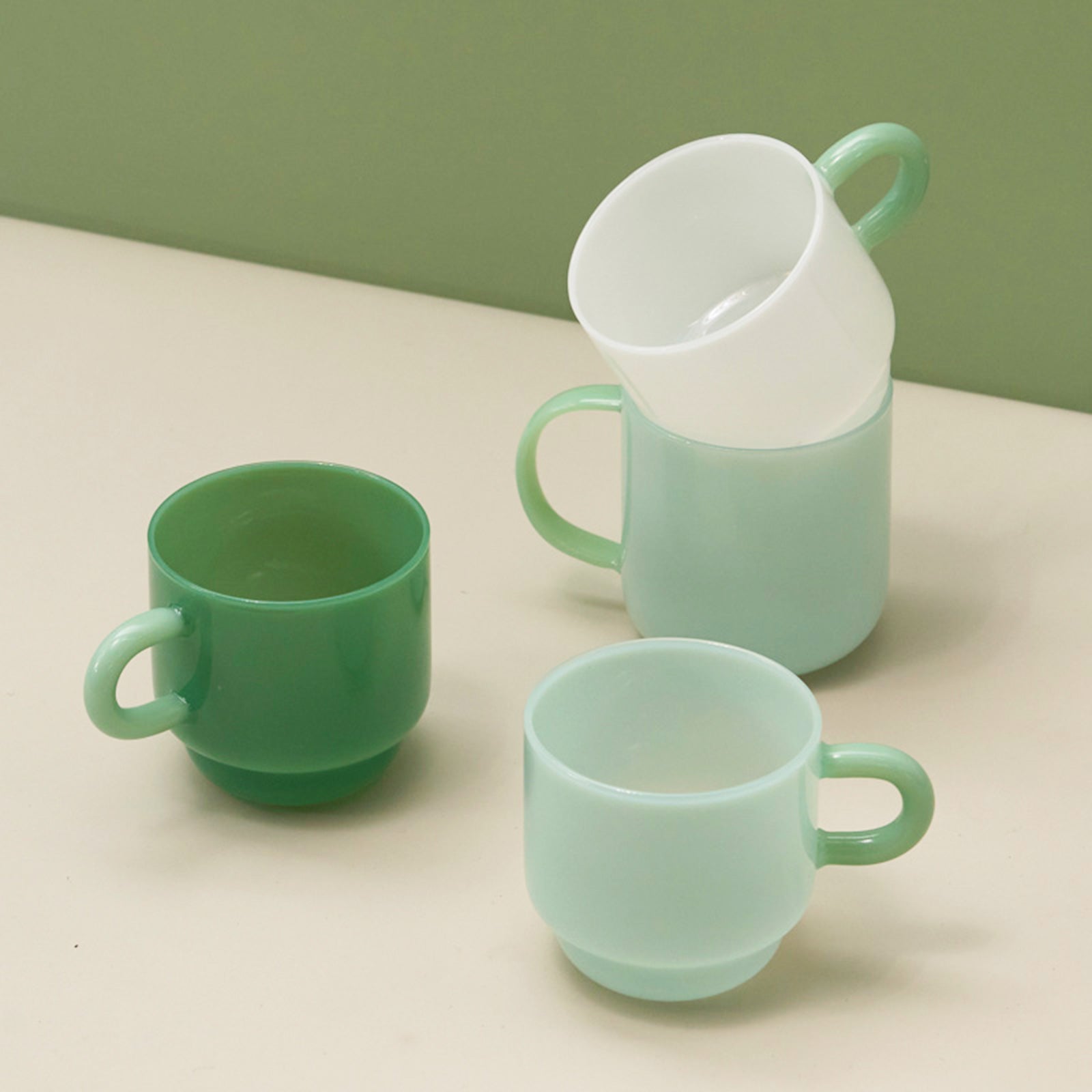 Exotic Jade Colored Glass Mugs - Heat resistant (5 styles)