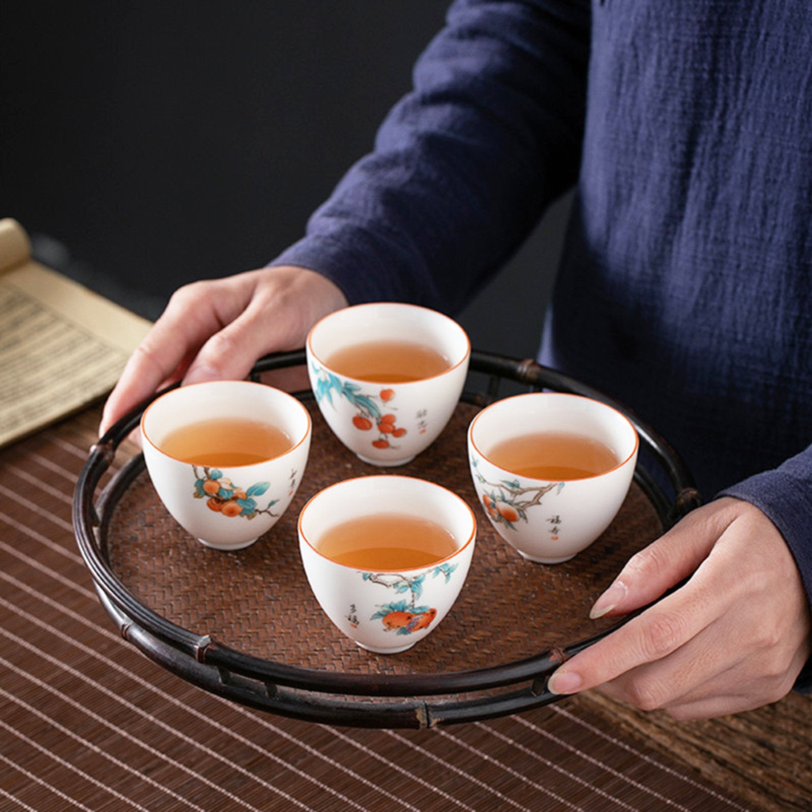 Exquisite Tea Cups with Detailed Drawings