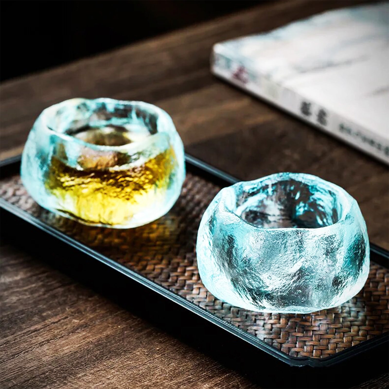 Frozen Look Tea Cup Made From Sky Green Heat-Resistant Glass