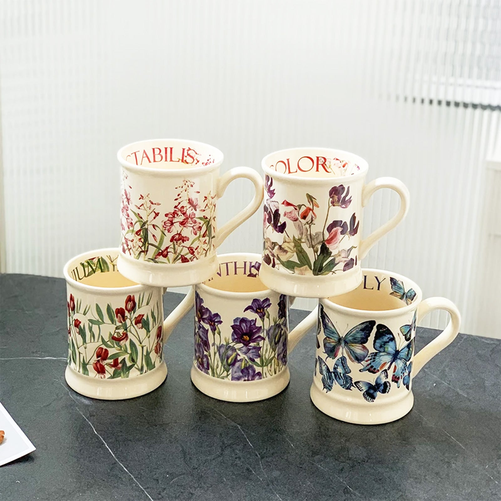 Gorgeous Flower Patterns on Classic Retro Mugs