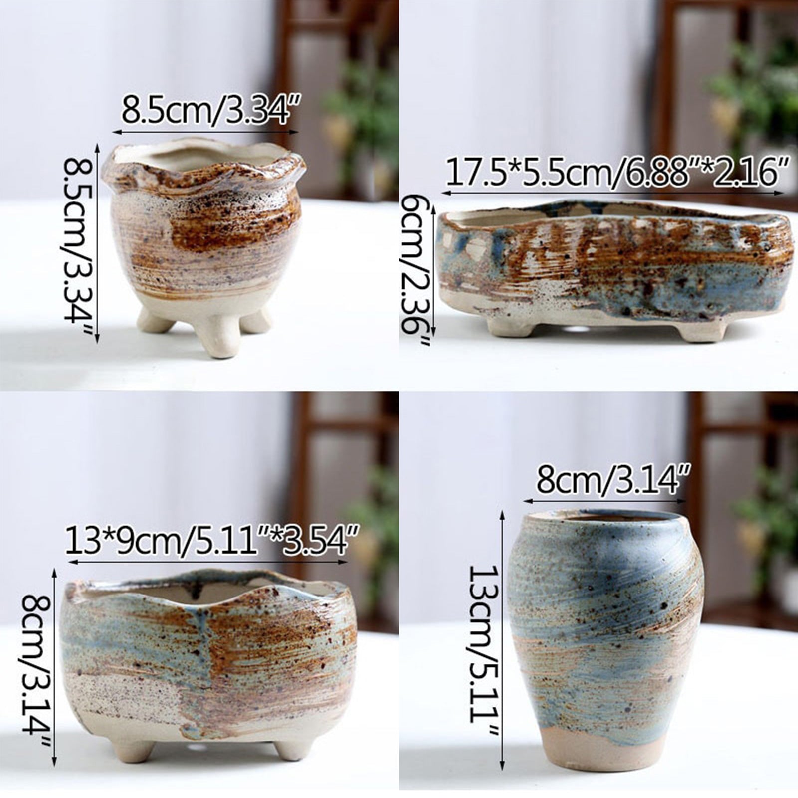 Artisan Hand-Painted Flower Pot Set in Serene Earth Tones (5 Designs)