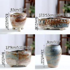 Artisan Hand-Painted Flower Pot Set in Serene Earth Tones (5 Designs)