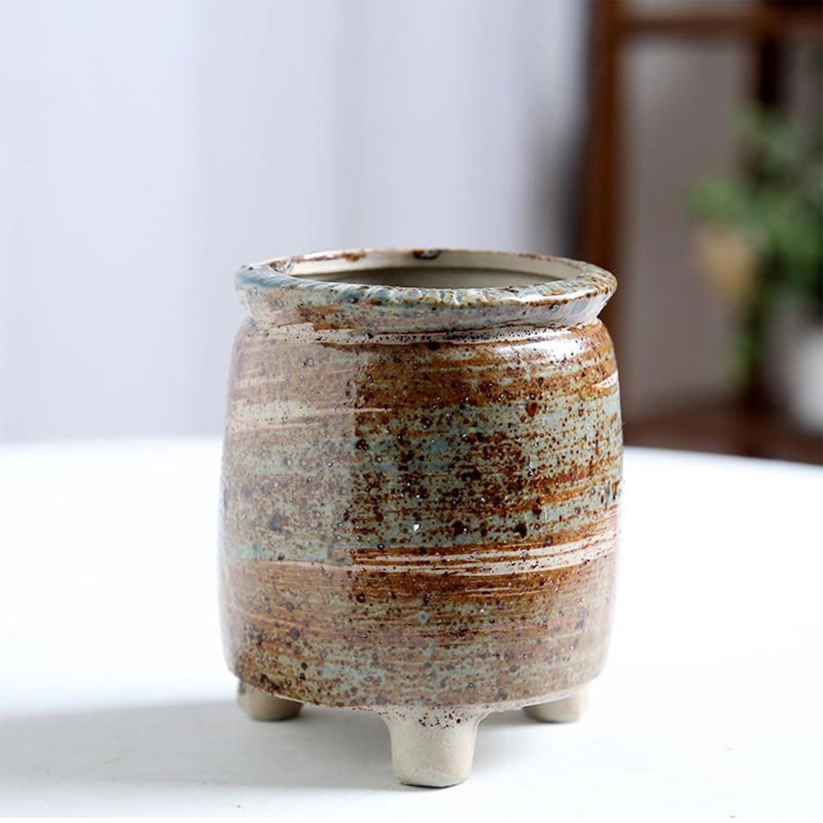 Artisan Hand-Painted Flower Pot Set in Serene Earth Tones (5 Designs)